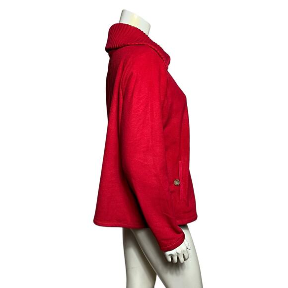 Lands' End Red Fleece Quarter Zip Pullover Size 18-20 Plus Made in Vietnam - Picture 2 of 9